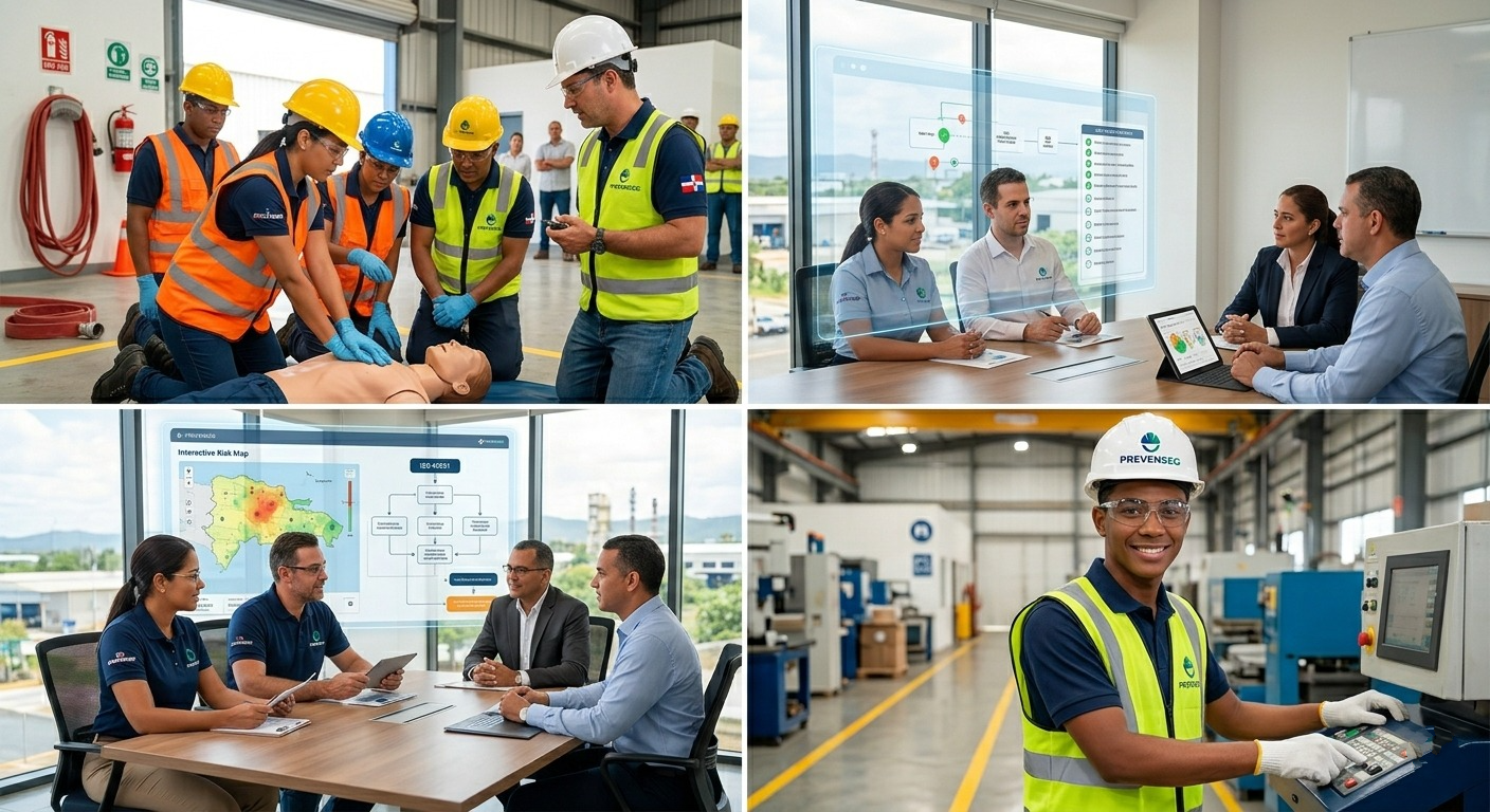 Personal trabajando en un entorno de seguridad industrial